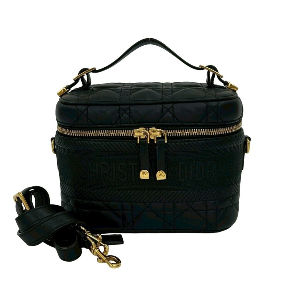 CHRISTIAN DIOR Black Leather Shoulder Bag